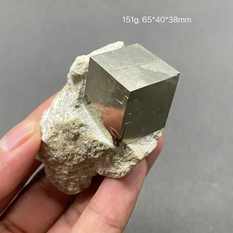 Natural Spanish Pyrite Cube on Matrix