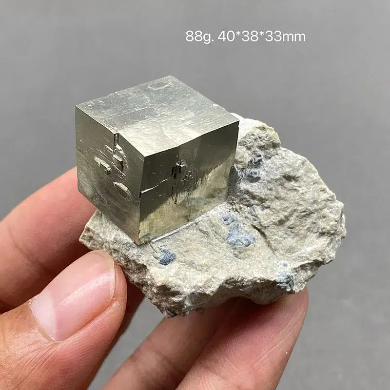 Natural Spanish Pyrite Cube on Matrix