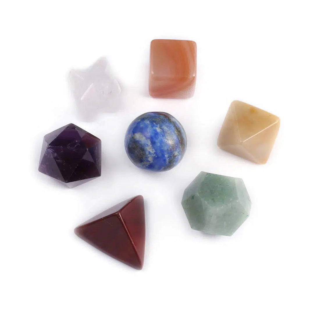 Natural Stone Geometric Platonic Solids Merkaba Star Set