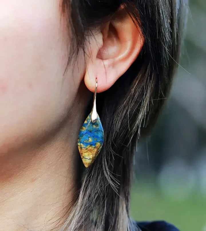 Natural Stone Waterdrop Earrings-Earrings-Ali-Leaf Gold-Crystal Destiny