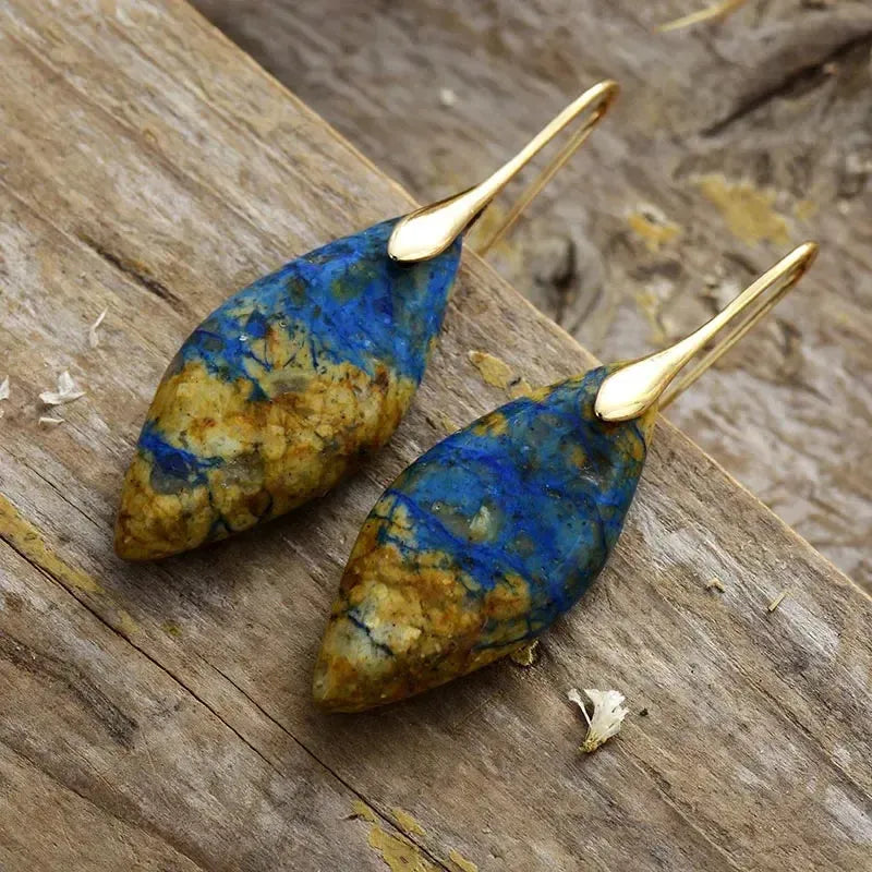 Natural Stone Waterdrop Earrings-Earrings-Ali-Leaf Gold-Crystal Destiny