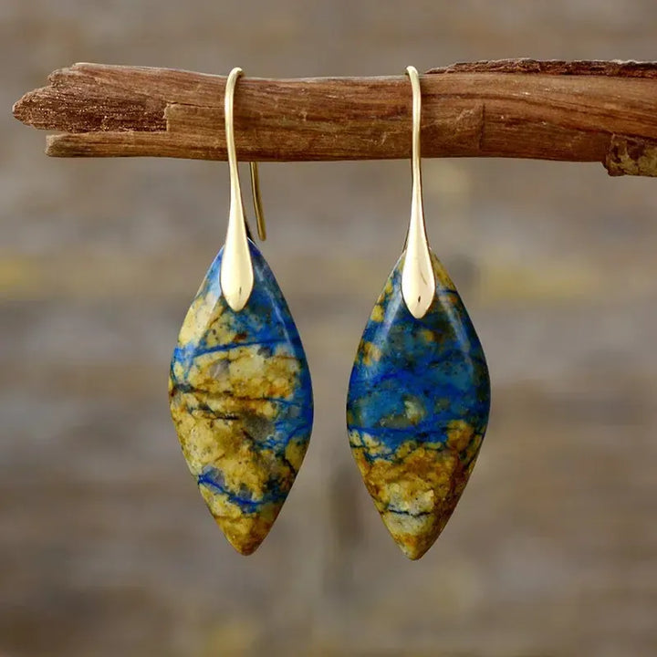 Natural Stone Waterdrop Earrings-Earrings-Ali-Leaf Gold-Crystal Destiny