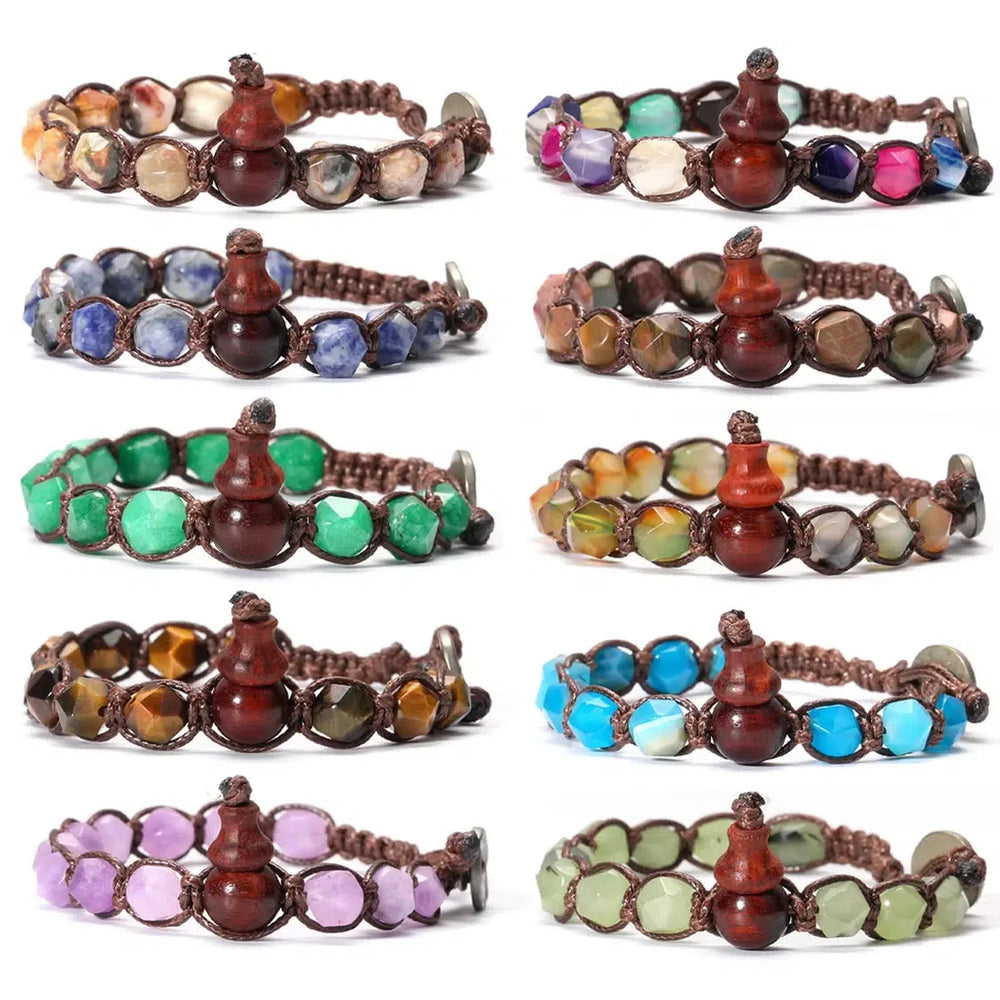 Natural Stones Handwoven Adjustable Bracelet In 32 Materials