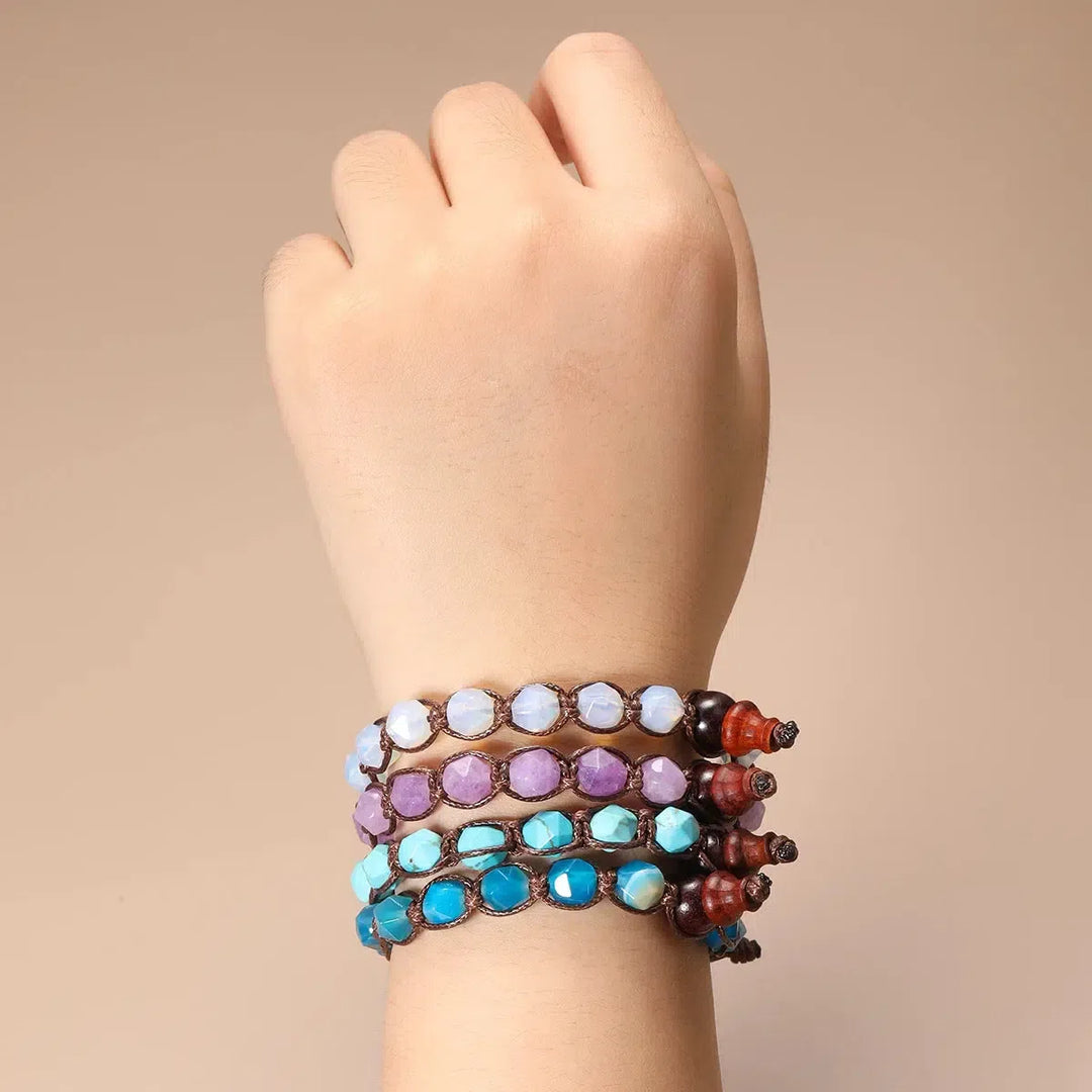 Natural Stones Handwoven Adjustable Bracelet In 32 Materials