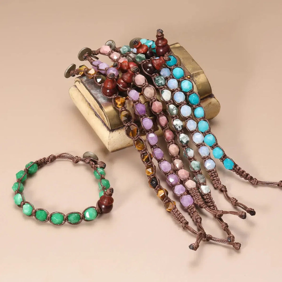 Natural Stones Handwoven Adjustable Bracelet In 32 Materials