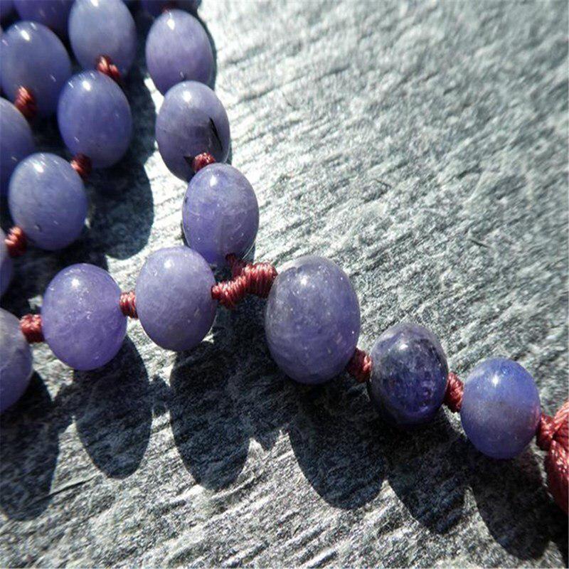 Natural Tanzanite 108 Beads Tassel Mala Necklace