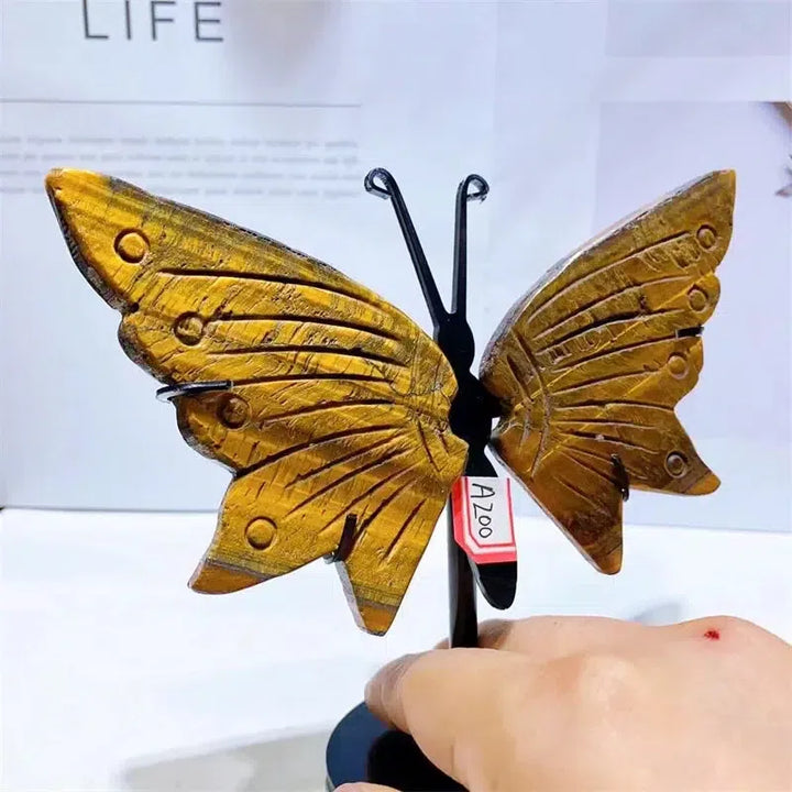 Natural Tiger Eye Carved Butterfly Wings