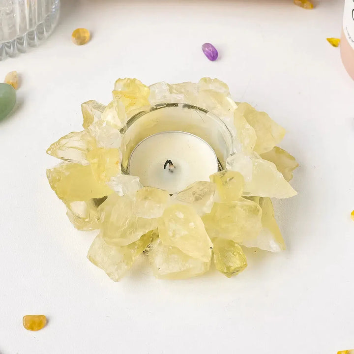 Natural Tumbled Crystals Candle Holder