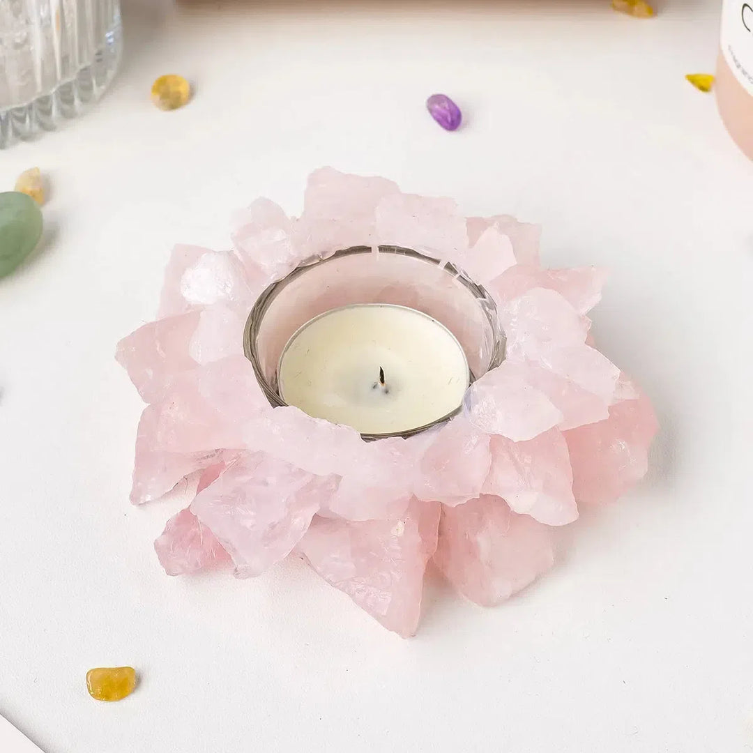 Natural Tumbled Crystals Candle Holder