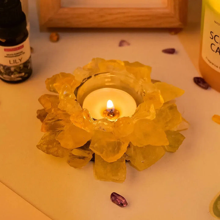 Natural Tumbled Crystals Candle Holder