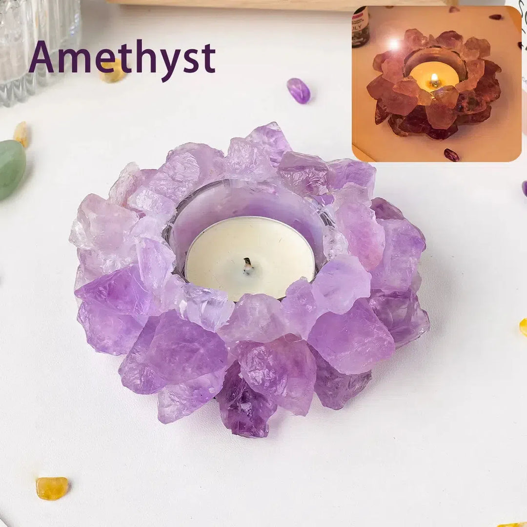 Natural Tumbled Crystals Candle Holder