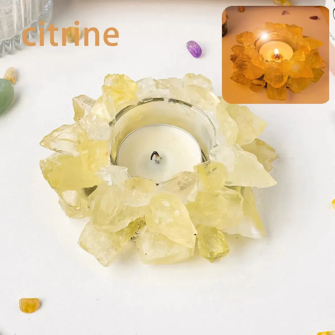 Natural Tumbled Crystals Candle Holder