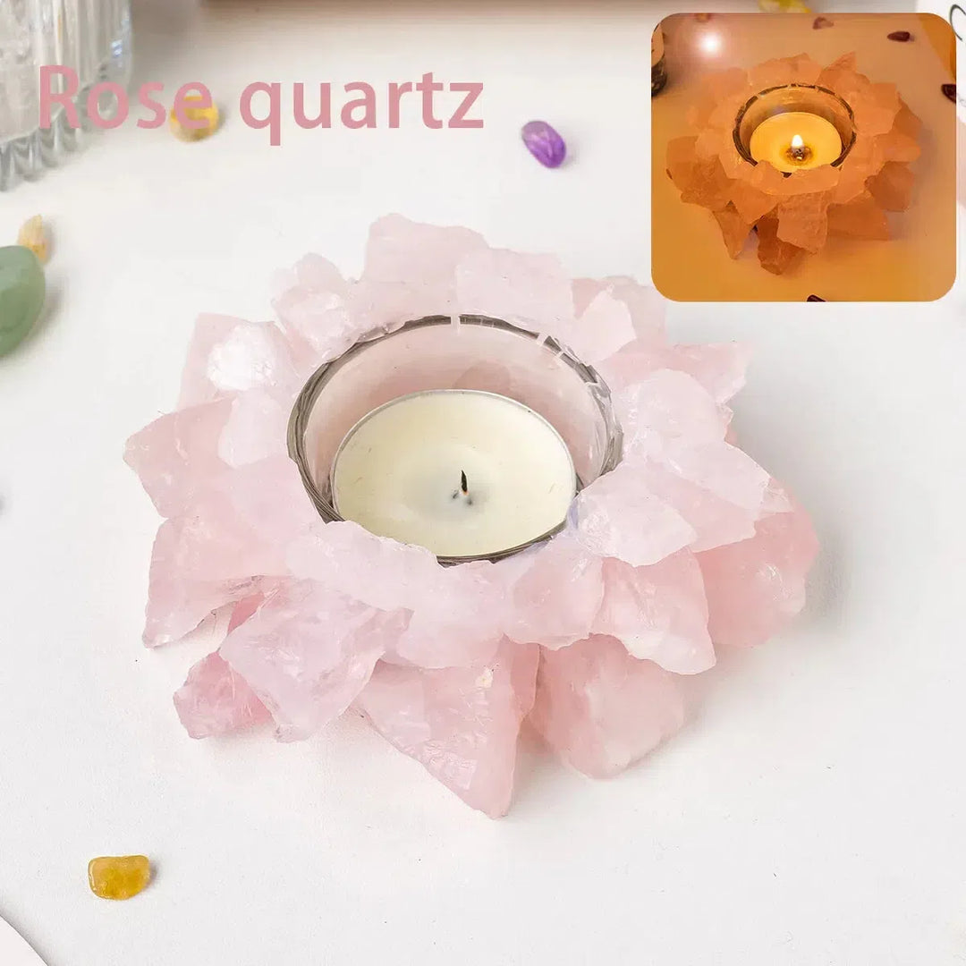 Natural Tumbled Crystals Candle Holder