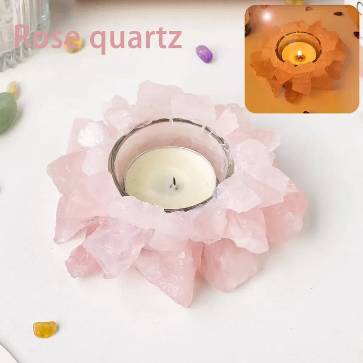 Natural Tumbled Crystals Candle Holder