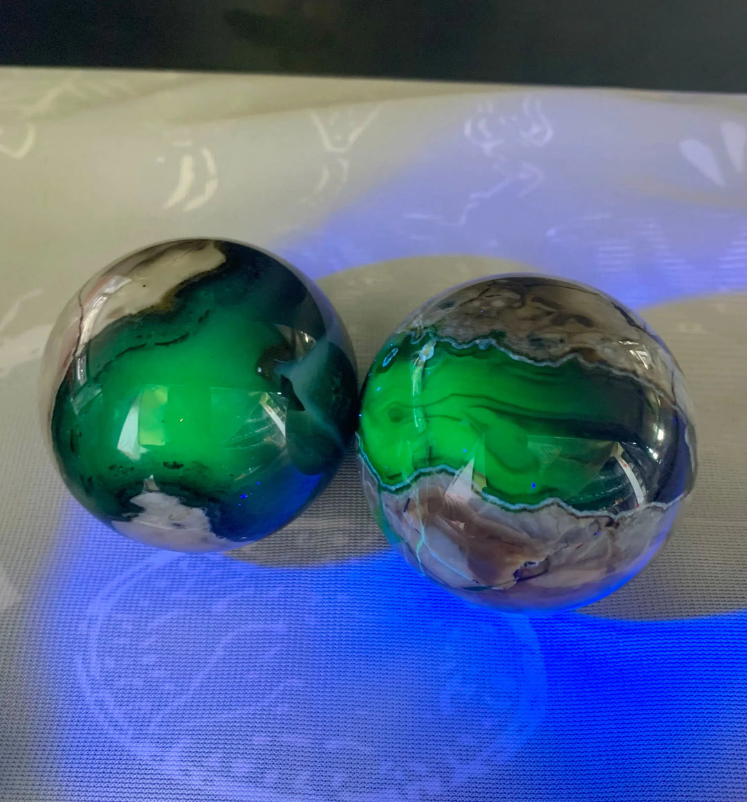 Natural Volcano Agate Crystal Sphere UV Reactive