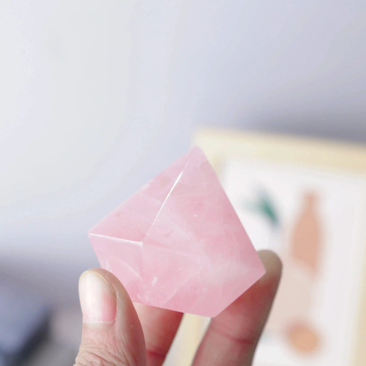 Nature Rose Quartz Diamond Shaped Crystal