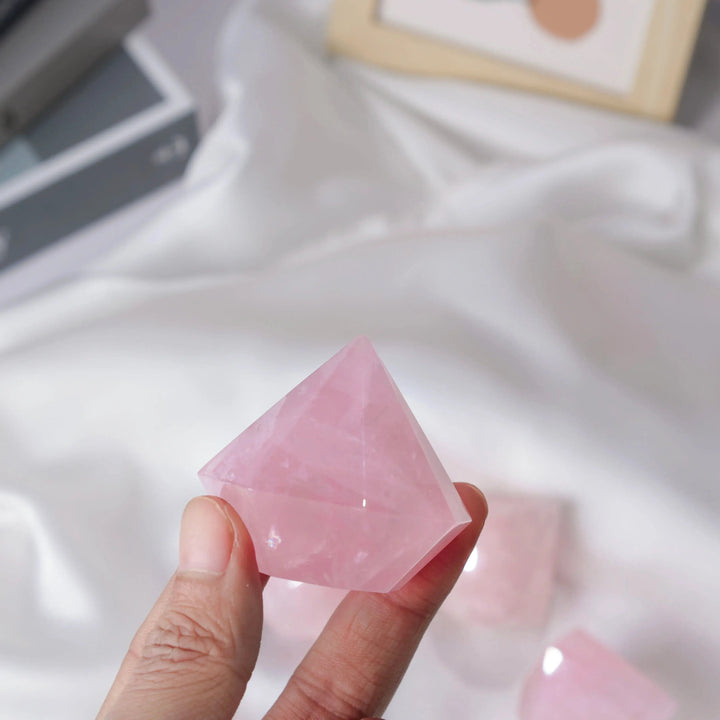 Nature Rose Quartz Diamond Shaped Crystal