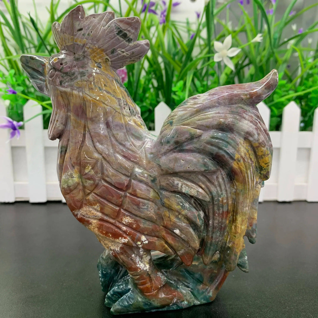 Ocean Jasper Carved Rooster