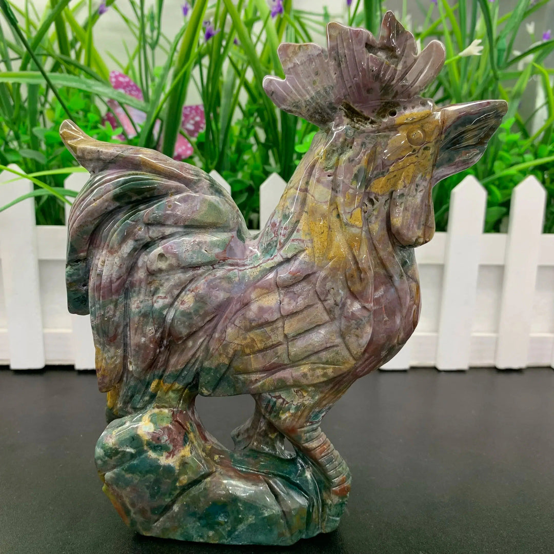 Ocean Jasper Carved Rooster