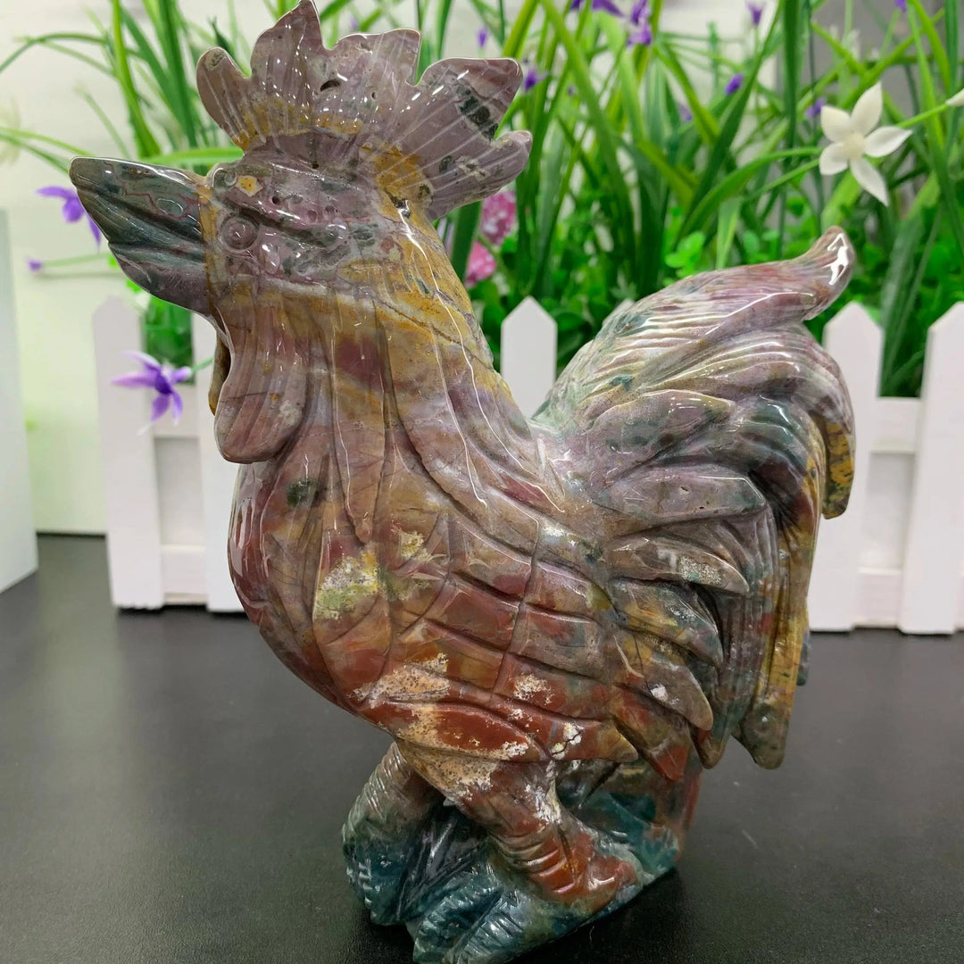 Ocean Jasper Carved Rooster