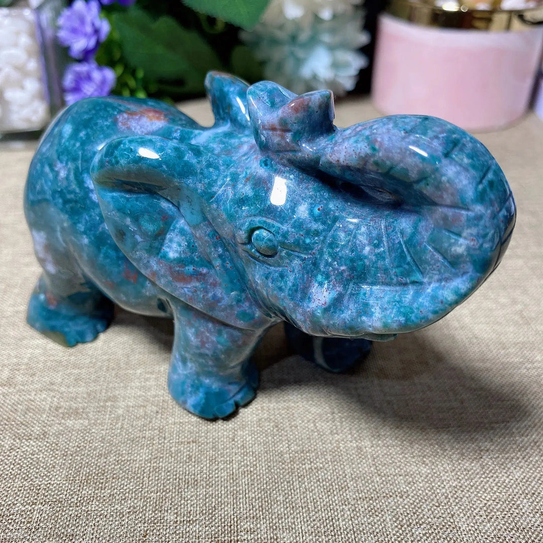 Ocean Jasper Carving Big Elephant