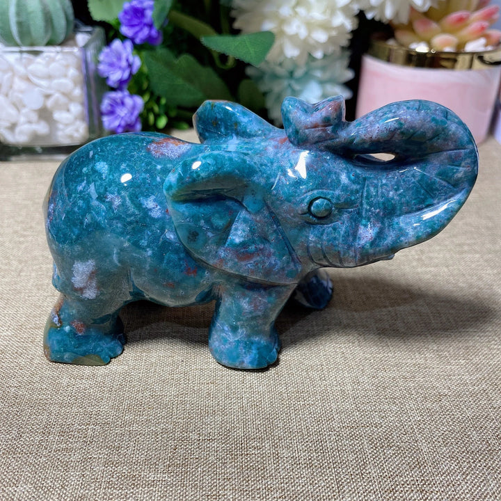 Ocean Jasper Carving Big Elephant