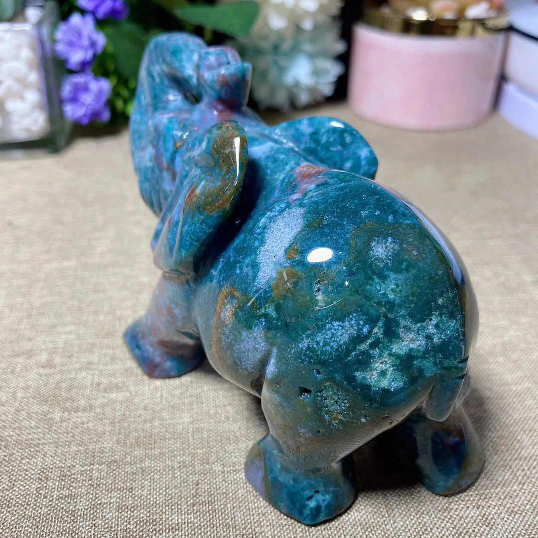 Ocean Jasper Carving Big Elephant