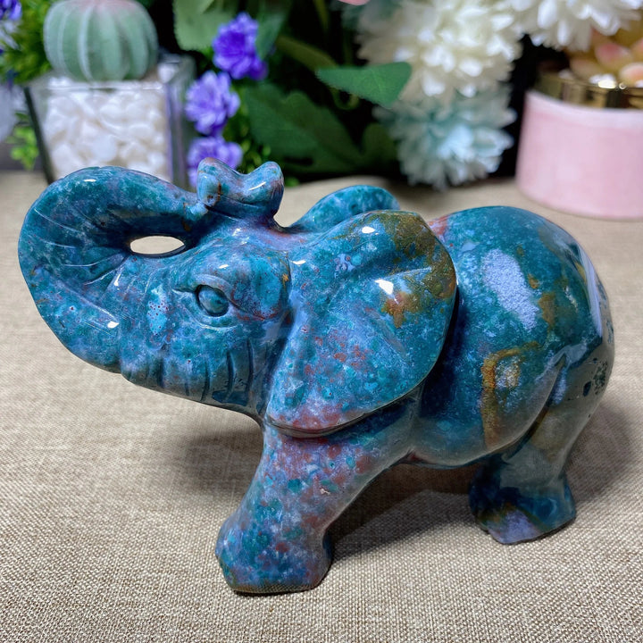 Ocean Jasper Carving Big Elephant