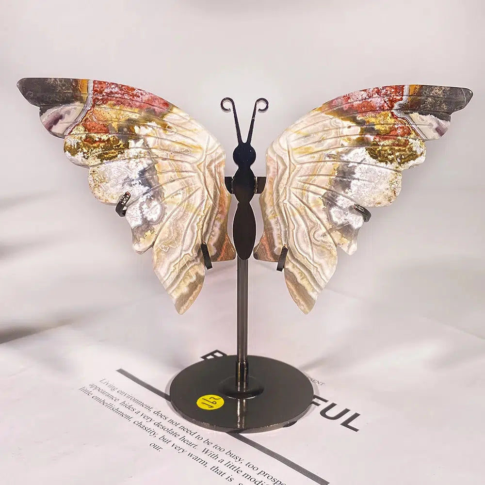 Ocean Jasper Crystal Butterfly Wings + Stand