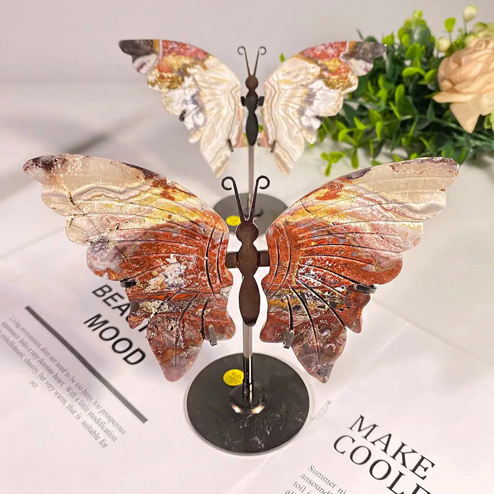 Ocean Jasper Crystal Butterfly Wings + Stand