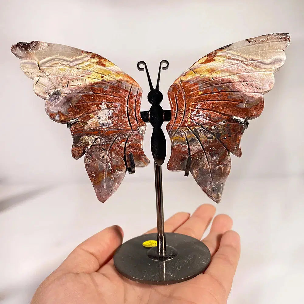 Ocean Jasper Crystal Butterfly Wings + Stand