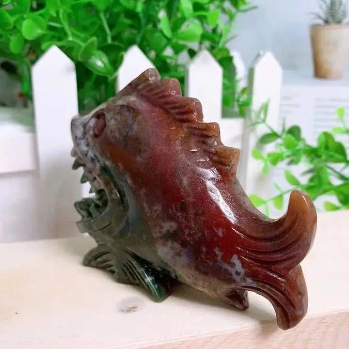 Ocean Jasper Crystal Piranha Carving