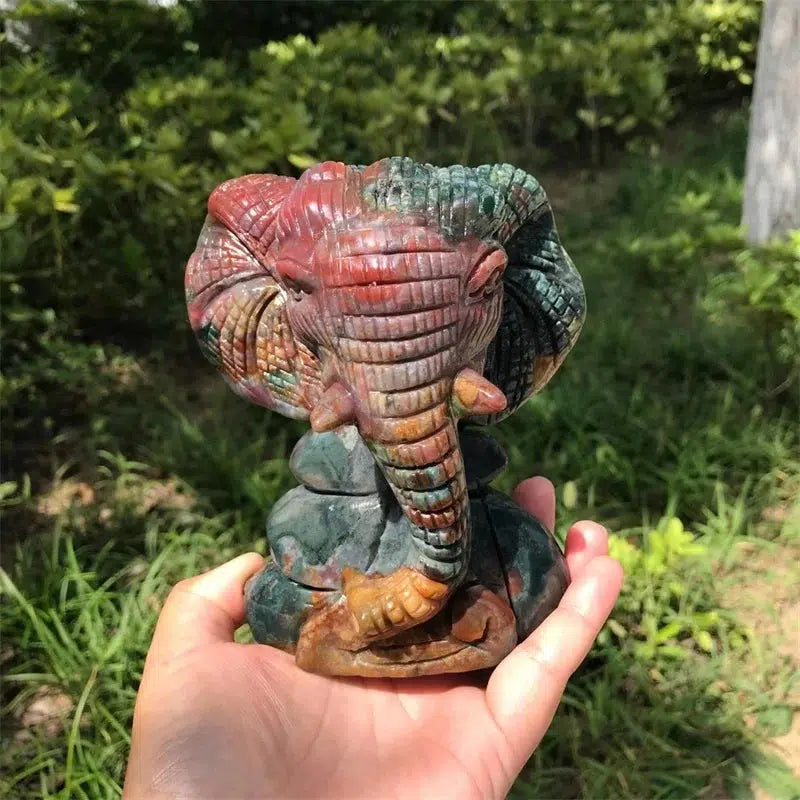 Ocean Jasper Elephant Carving