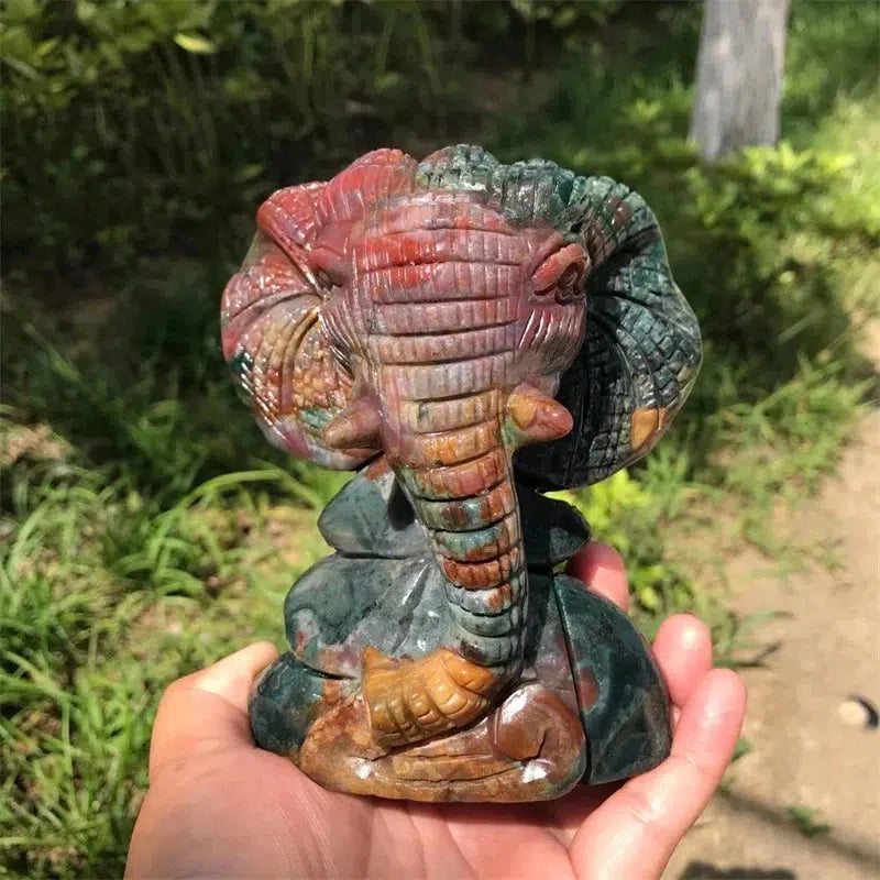 Ocean Jasper Elephant Carving