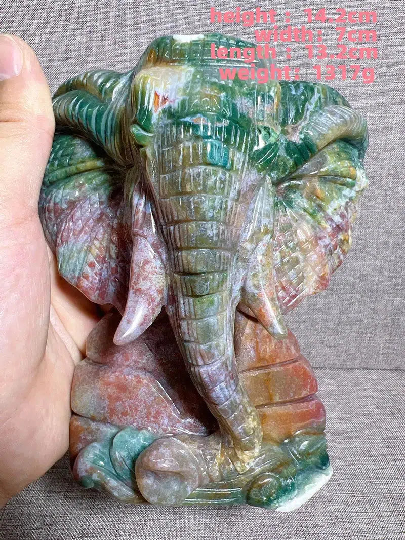 Ocean Jasper Elephant Carving