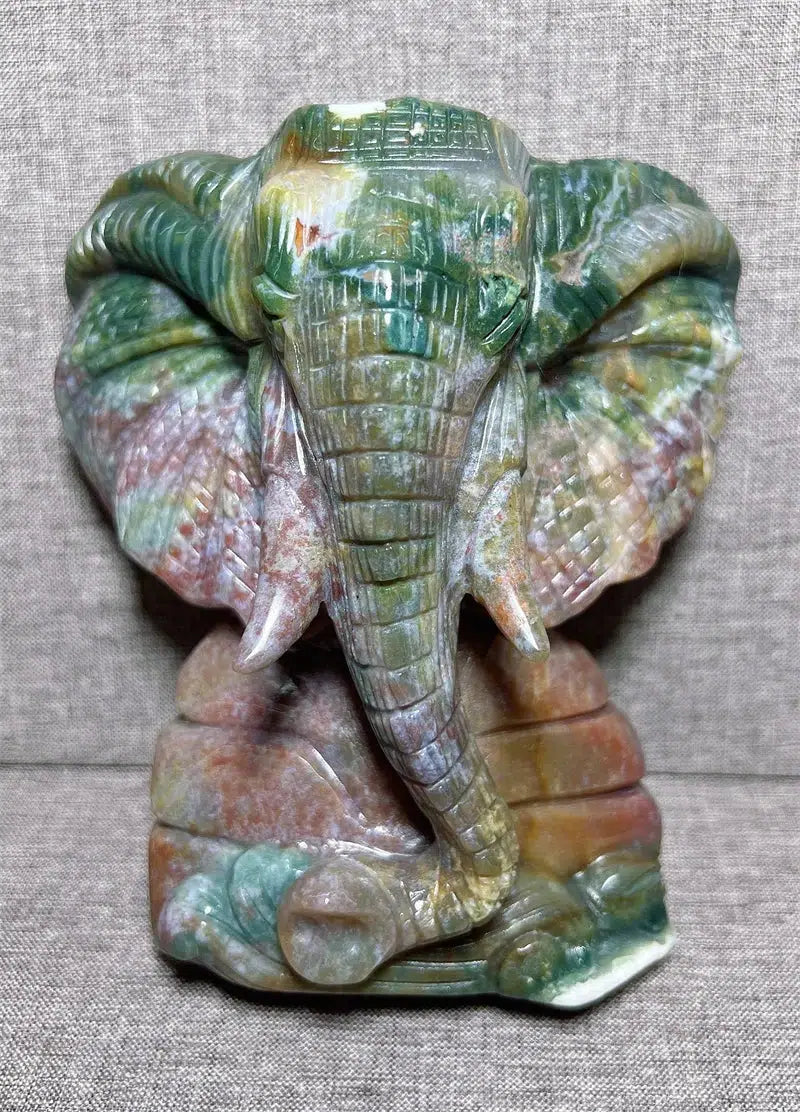 Ocean Jasper Elephant Carving