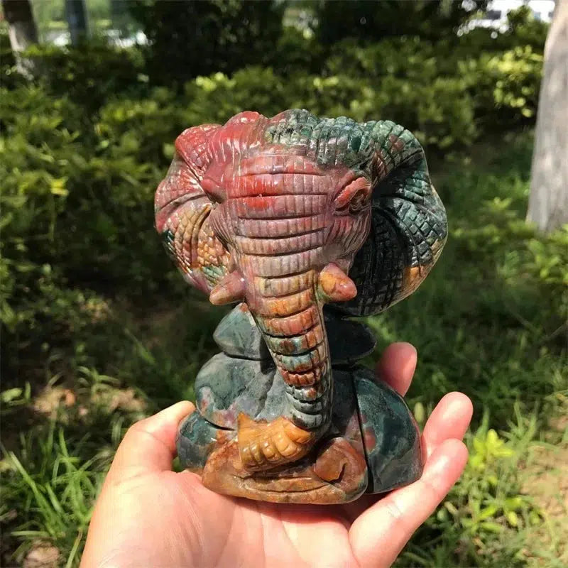 Ocean Jasper Elephant Carving