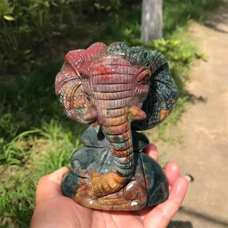 Ocean Jasper Elephant Carving