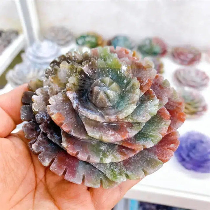 Ocean Jasper Flower Crystal Carving