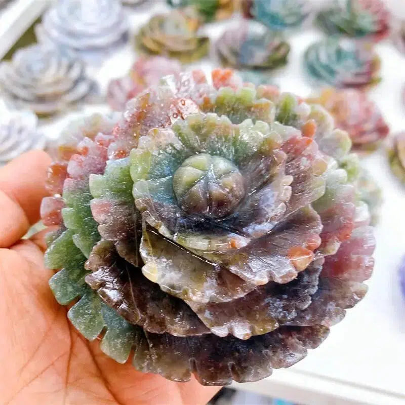 Ocean Jasper Flower Crystal Carving