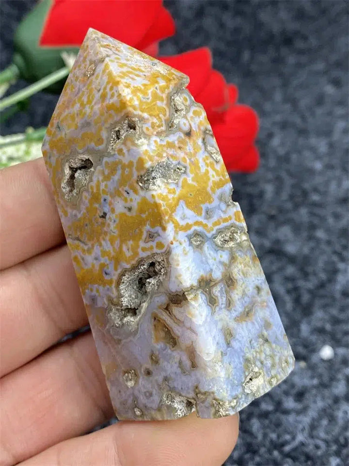 Ocean Jasper Four Side Crystal Tower