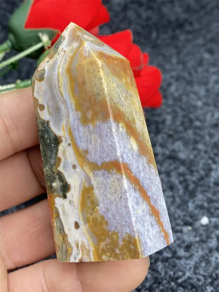 Ocean Jasper Four Side Crystal Tower