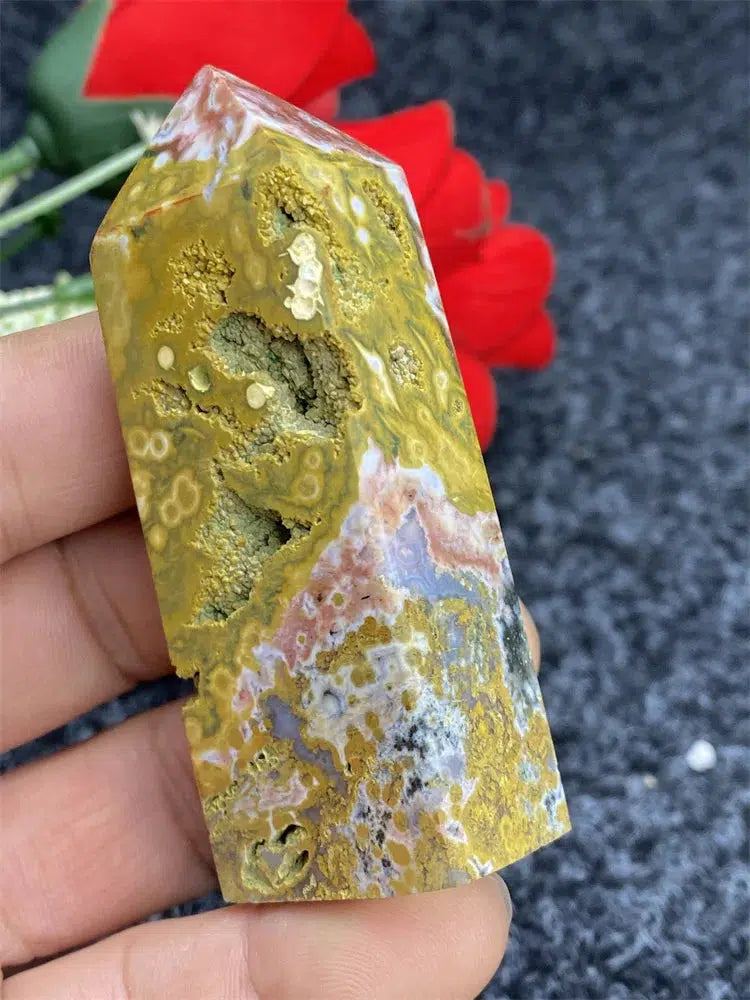 Ocean Jasper Four Side Crystal Tower