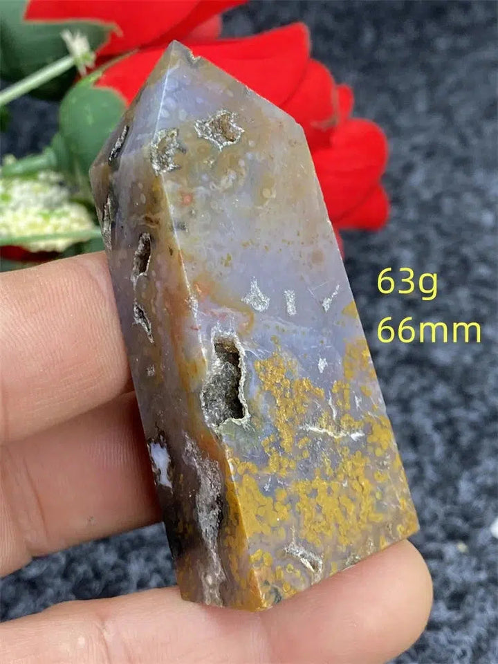 Ocean Jasper Four Side Crystal Tower