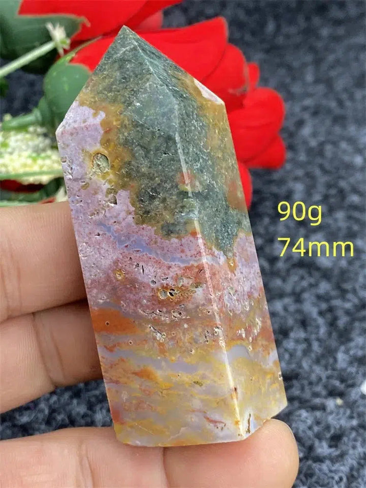 Ocean Jasper Four Side Crystal Tower