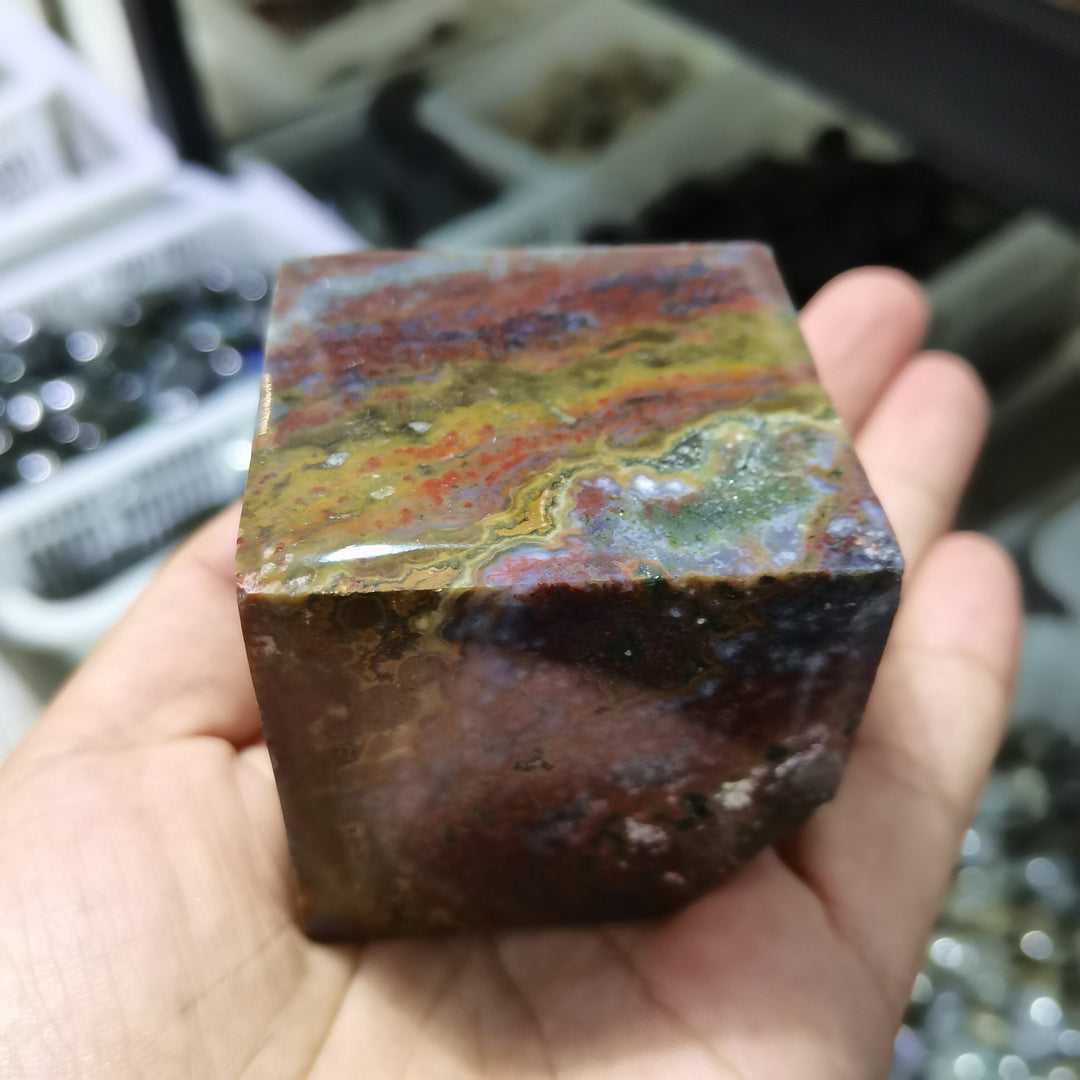 Ocean Jasper Heptahedron Cube