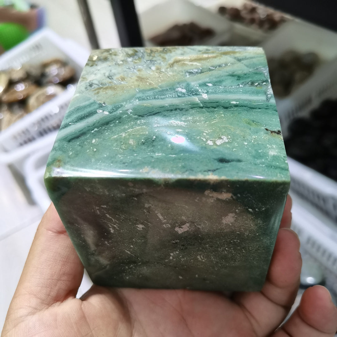 Ocean Jasper Heptahedron Cube