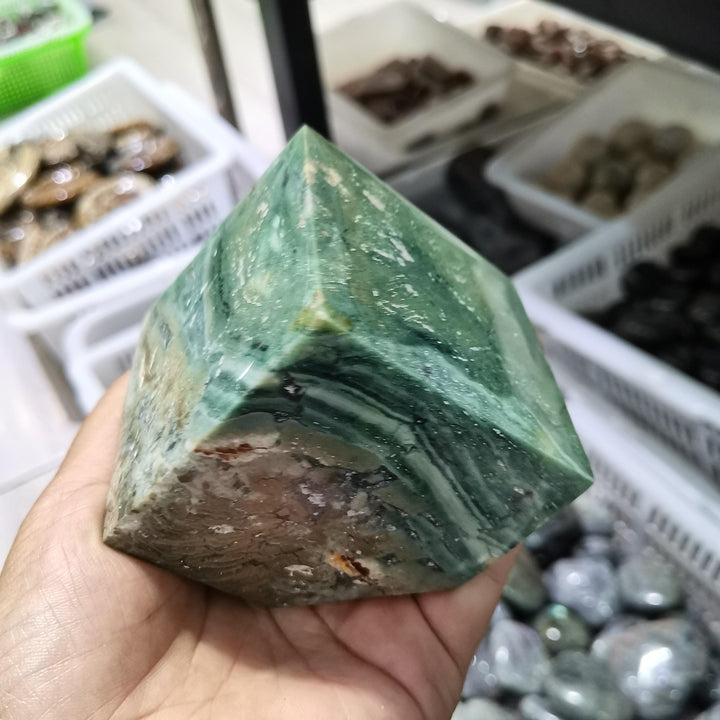 Ocean Jasper Heptahedron Cube