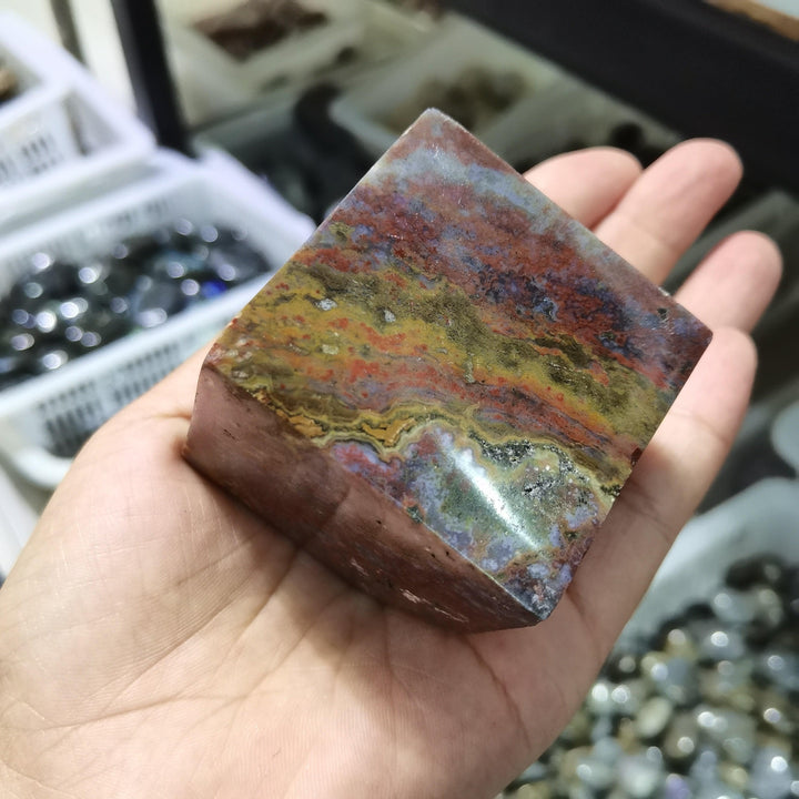 Ocean Jasper Heptahedron Cube