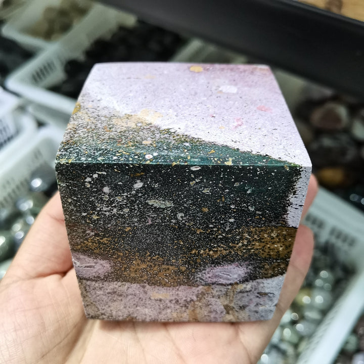 Ocean Jasper Heptahedron Cube